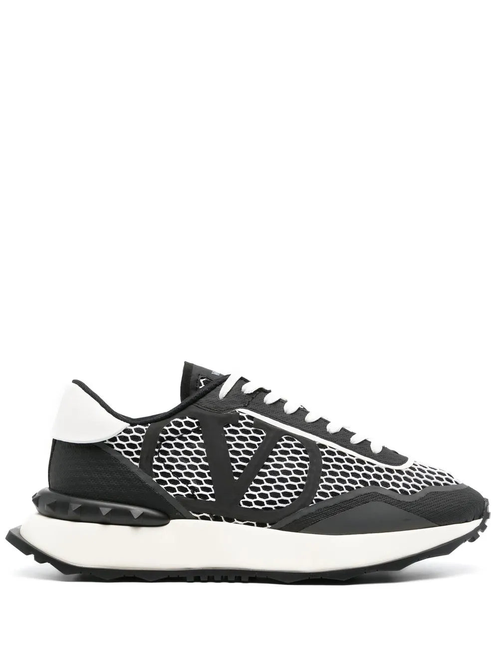 Lace And Mesh Lacerunner Sneaker In Black Mix White 994621