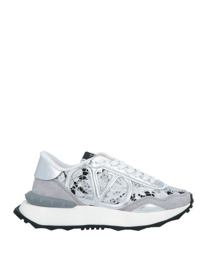 Lace And Mesh Lacerunner Sneaker In White Mix Grey 994620