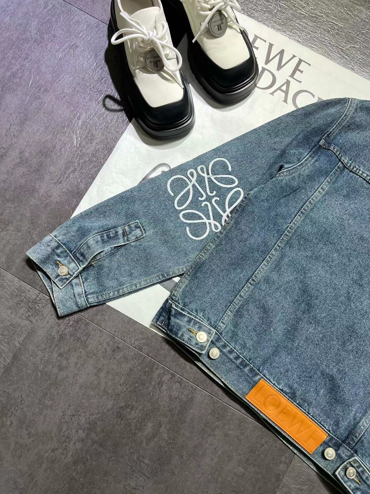 Loew Anagram Shirt Jacket Blue Denim Cotton
