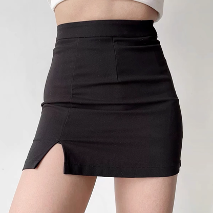 Sexy high-waisted slit hip-covering skirt for women, anti-exposure A-line short skirt, one-step skirt P347
