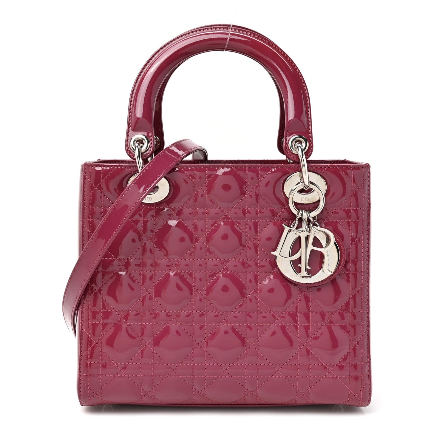 Patent Cannage Medium Lady Dior Dark Pink