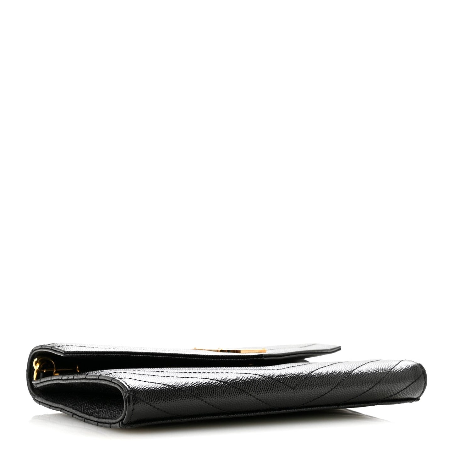 Grain De Poudre Matelasse Chevron Monogram Envelope Clutch Black