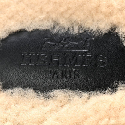 Shearling Calfskin Womens Oz Mules 40.5 Naturel Black