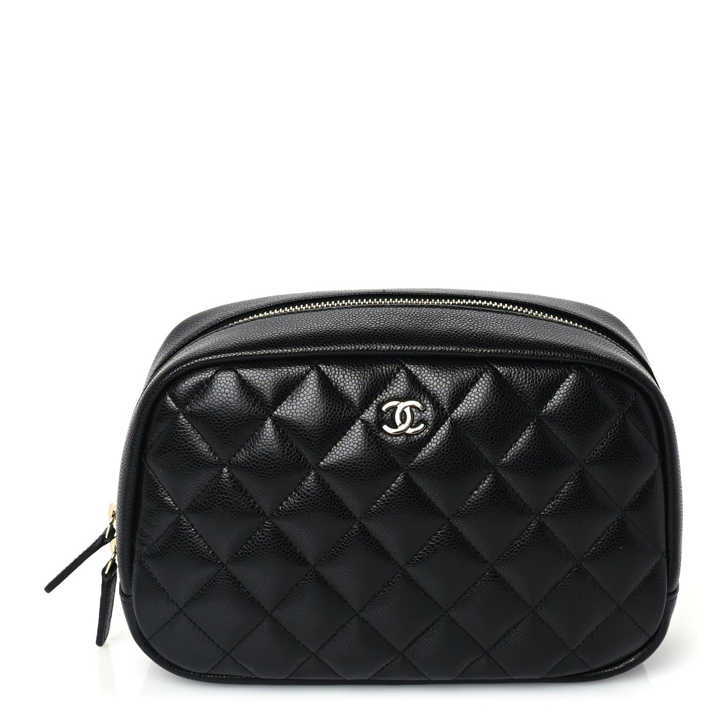 Caviar Quilted Medium Curvy Pouch Cosmetic Case Black