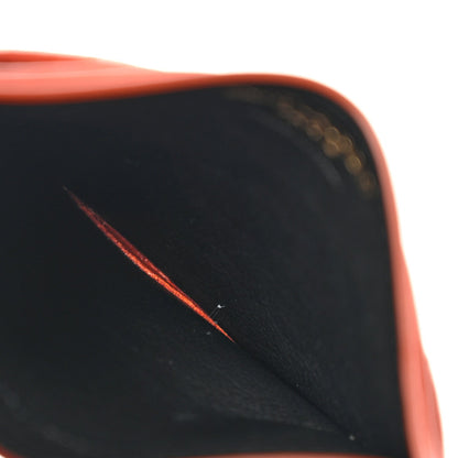 Lambskin Matelasse Chevron Monogram Credit Card Case Dark Mandarin