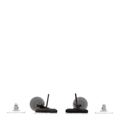 Ruthenium Pearl Crystal Baguette CC Drop Earrings Silver Grey