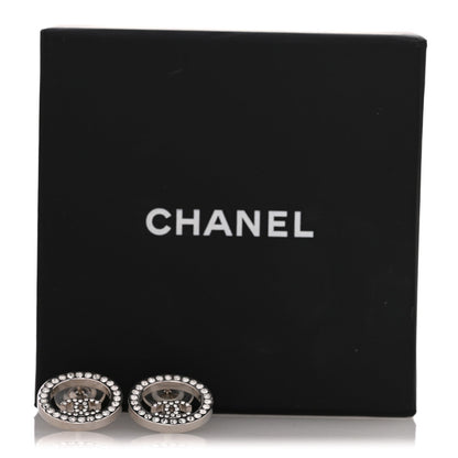Crystal CC Round Earrings Silver