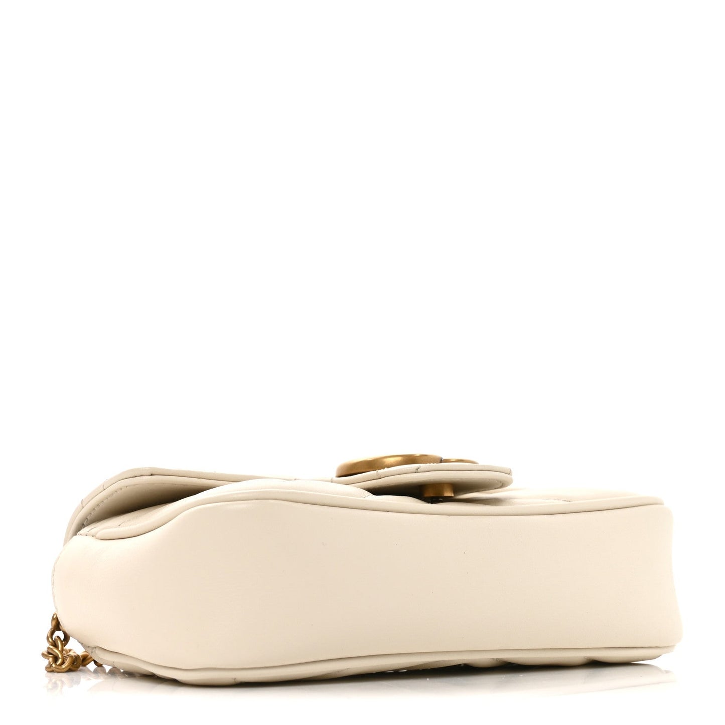 Calfskin Matelasse Super Mini GG Marmont Shoulder Bag White