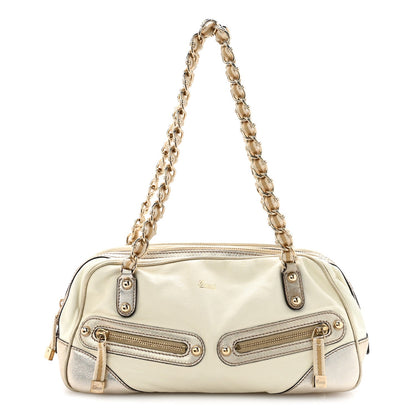 Goatskin Small Capri Bowler White Gold