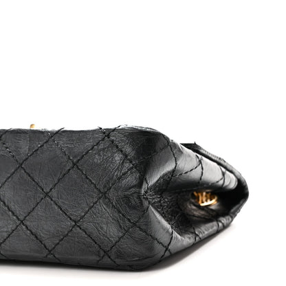 Aged Calfskin Quilted 2.55 Reissue Mini Flap Black