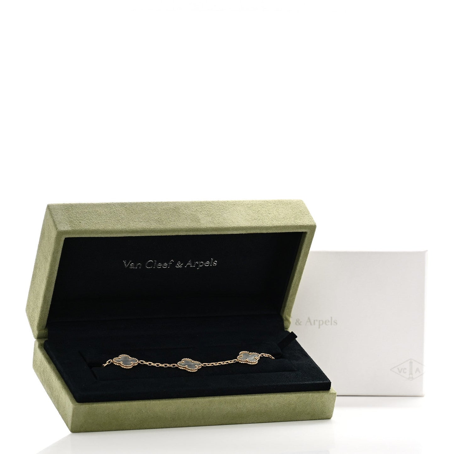 18K Yellow Gold Mother of Pearl 5 Motifs Vintage Alhambra Bracelet