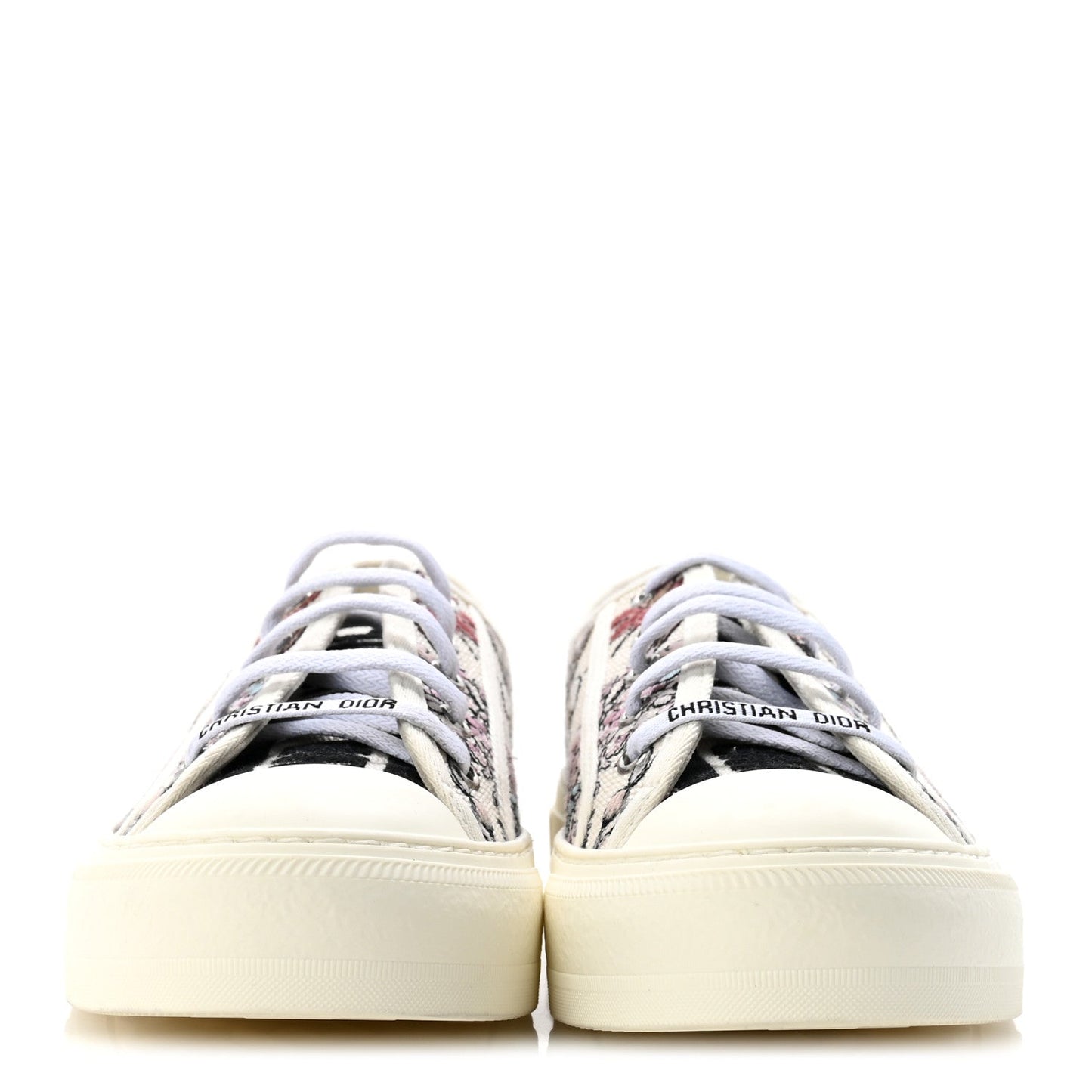 Canvas Embroidered Womens Walk'N'Dior Low Top Sneakers 38 White Multicolor