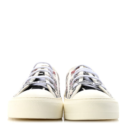 Canvas Embroidered Womens Walk'N'Dior Low Top Sneakers 38 White Multicolor