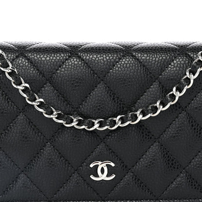 Caviar Quilted Wallet on Chain WOC Black