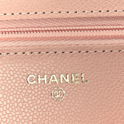 Caviar Quilted Wallet on Chain WOC  Light Pink