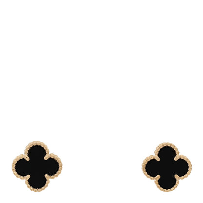 18K Yellow Gold Black Onyx Sweet Alhambra Earrings
