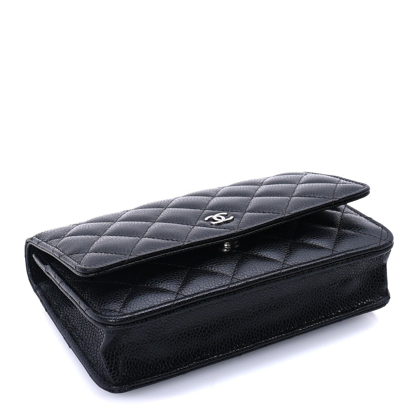 Caviar Quilted Wallet on Chain WOC  Black