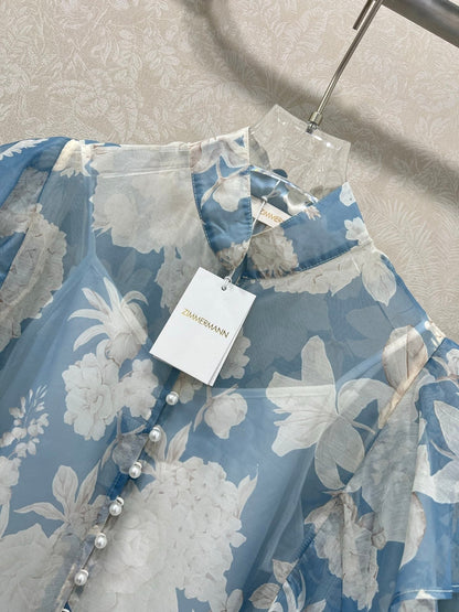 ZIMMER FLORAL PRINTED BLUE CHIFFON SET 269183