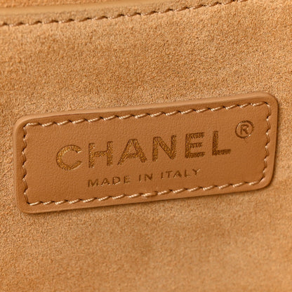 Grained Nubuck Calfskin Quilted Maxi Shopping Bag Beige