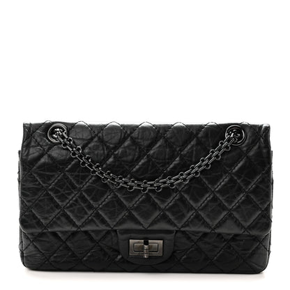 Aged Calfskin Quilted 2.55 Reissue 225 Flap So Black