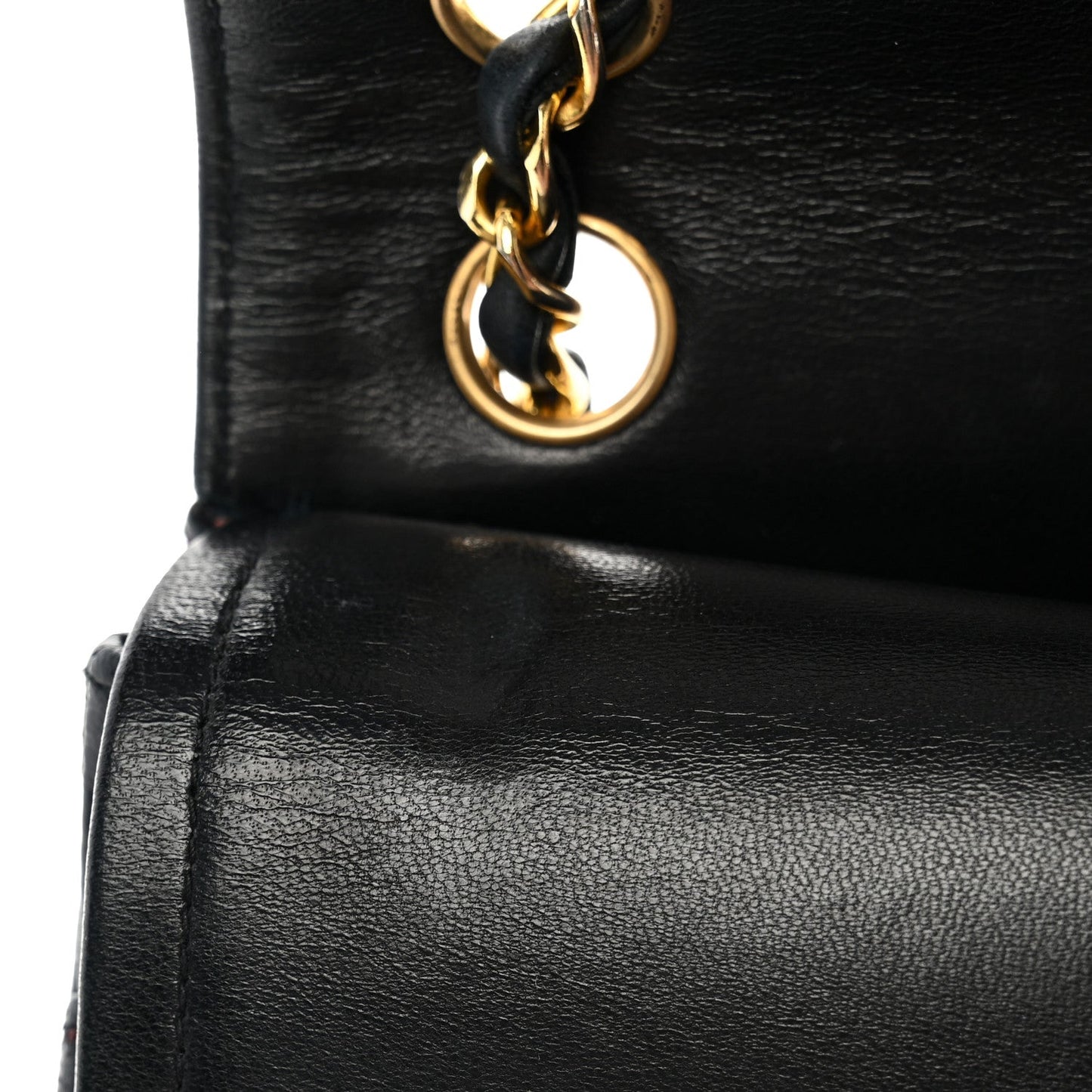 Lambskin Quilted Medium Double Flap Black