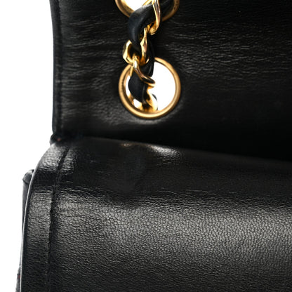 Lambskin Quilted Medium Double Flap Black