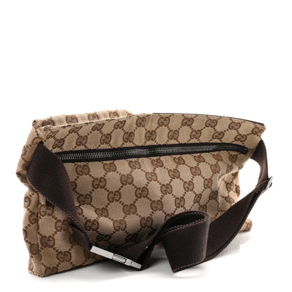 GG Monogram Double Pocket Belt Bag Dark Brown