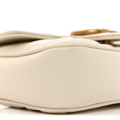 Calfskin Matelasse Super Mini GG Marmont Shoulder Bag White