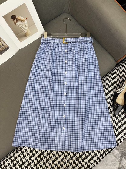 MATCHING SET WITH TOP AND BLUE PLAID MINI SKIRT