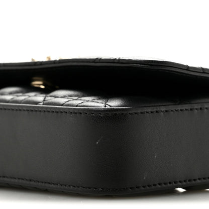 Lambskin Cannage Dior Talk Phone Pouch  Black