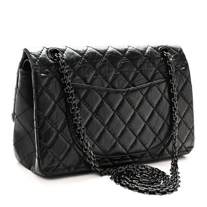 Aged Calfskin Quilted 2.55 Reissue 225 Flap So Black
