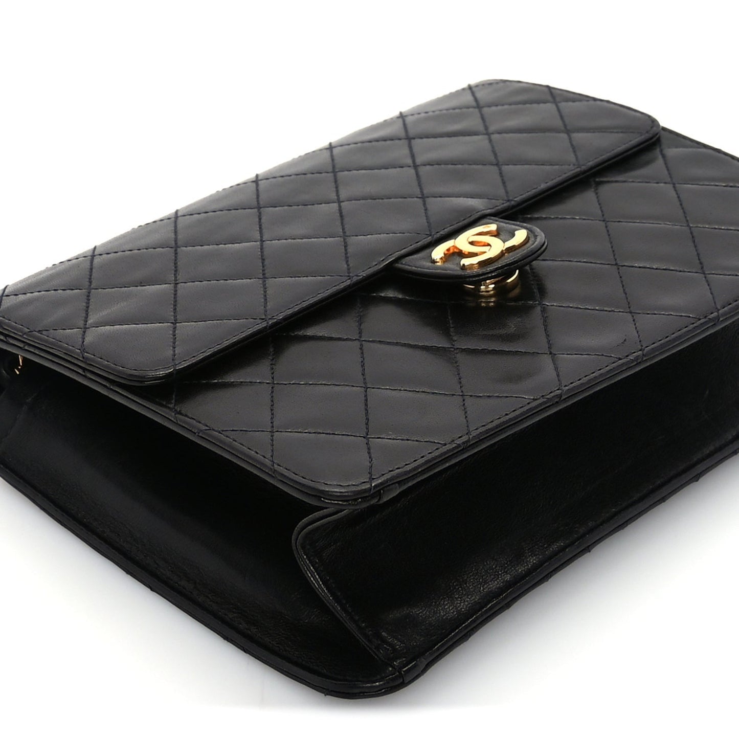 Lambskin Quilted Small Single Flap Bag Black