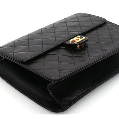 Lambskin Quilted Small Single Flap Bag Black