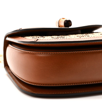 New Canvas Charisma Calfskin Crystal GG Monogram Small Bamboo 1947 Top Handle Bag Camel Ebony
