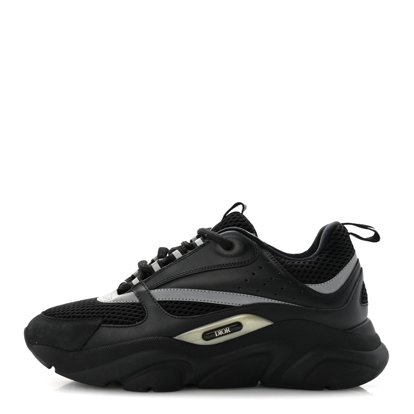 Technical Mesh Calfskin Mens B22 Sneakers 40 Black