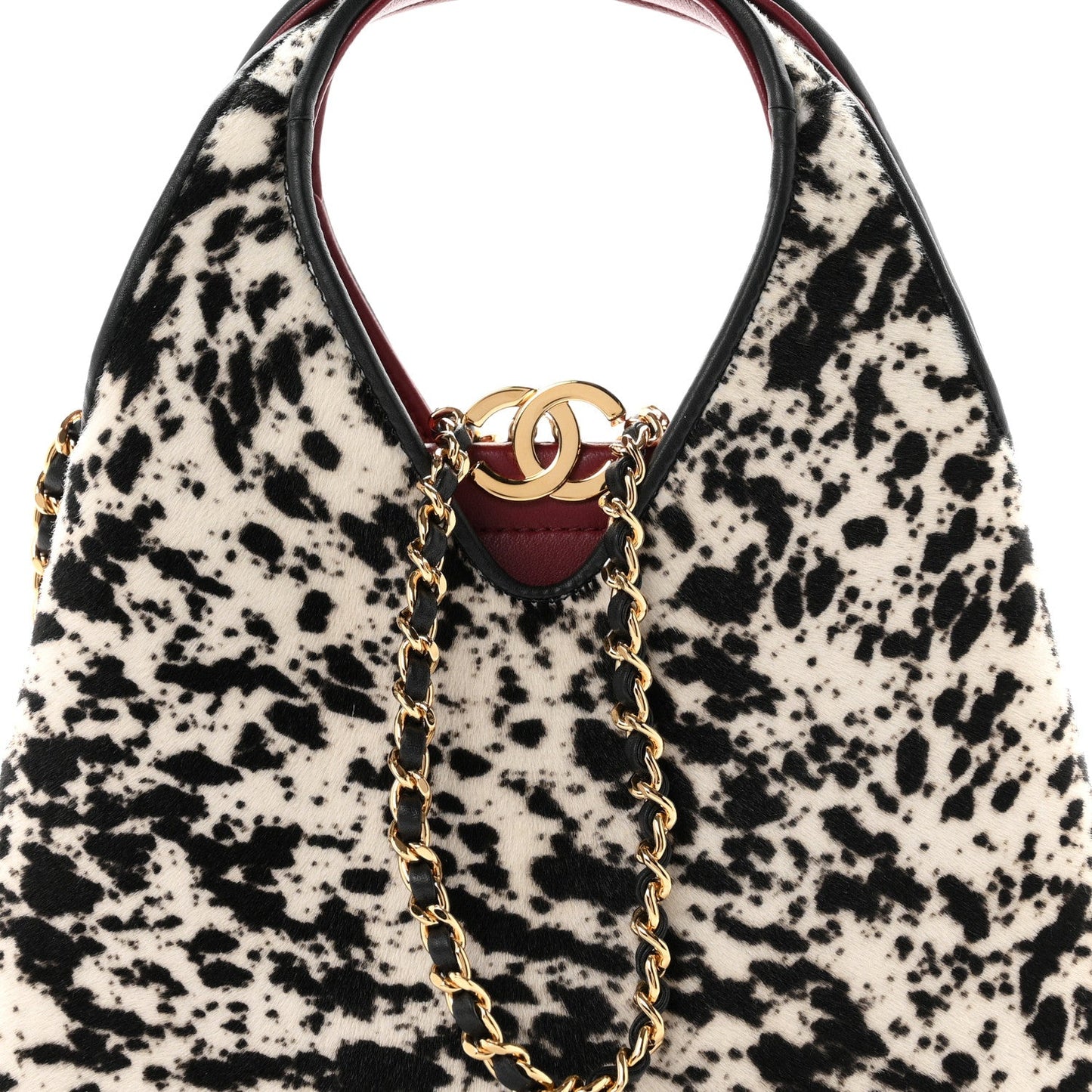 Pony Hair Printed Chic Lady Small Shopping Tote White Black