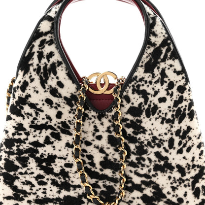 Pony Hair Printed Chic Lady Small Shopping Tote White Black