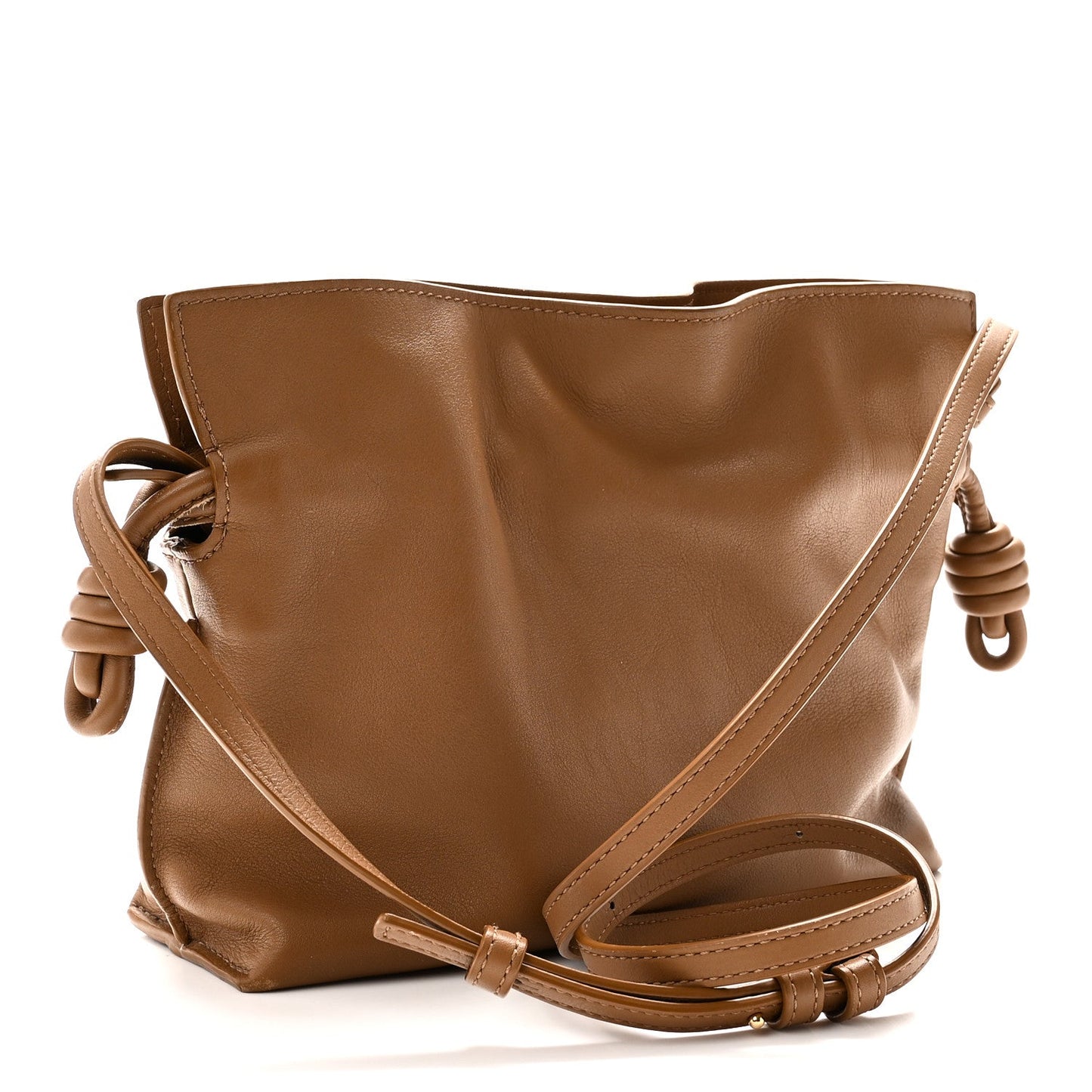 Calfskin Mini Flamenco Knot Clutch Warm Desert