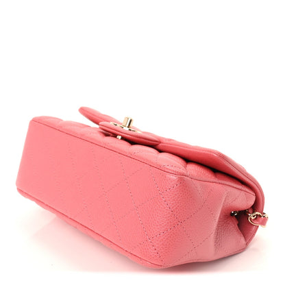 Caviar Quilted Mini Rectangular Flap Dark Pink