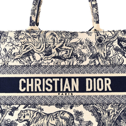 Canvas Embroidered Medium Dioriviera Toile De Jouy Book Tote Blue
