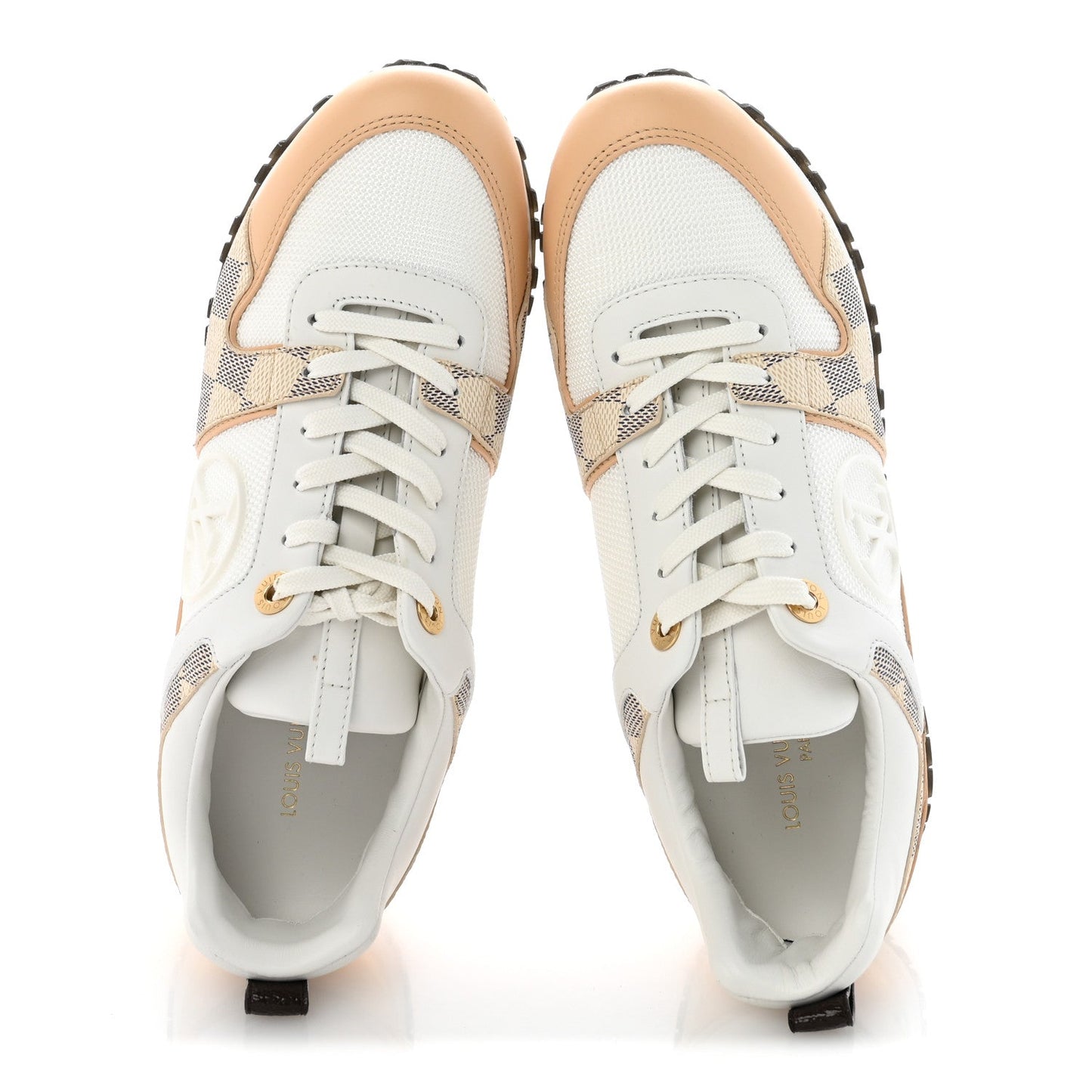Calfskin Damier Azur Run Away Sneakers 37 White