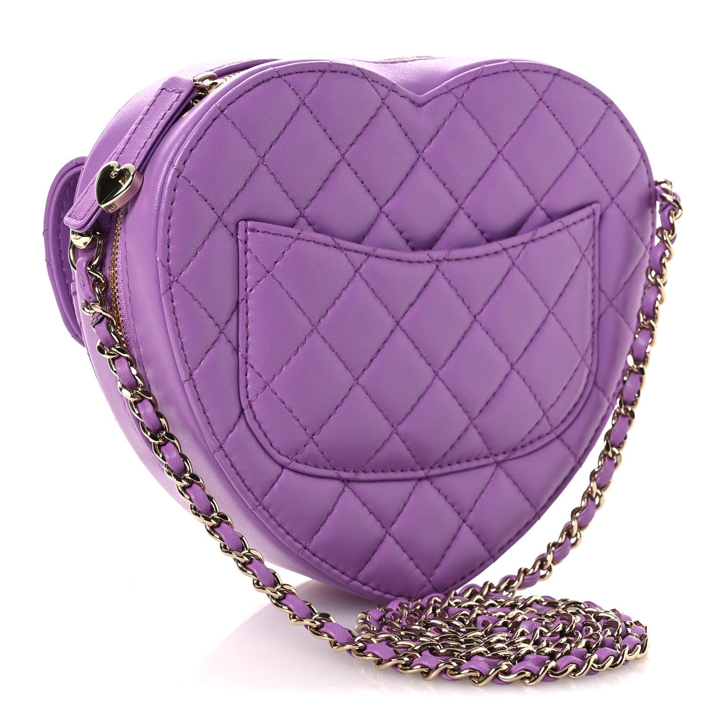 Lambskin Quilted CC In Love Heart Bag Purple