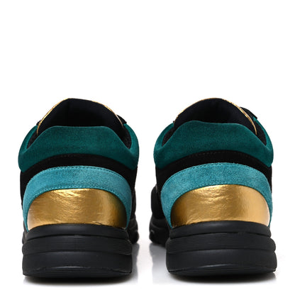 Fabric Calfskin Suede CC Womens Sneakers 39 Black Turquoise Gold 39 Black Turquoise Gold