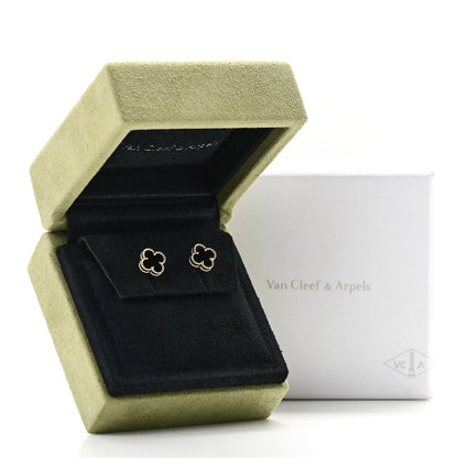 18K Yellow Gold Black Onyx Sweet Alhambra Earrings