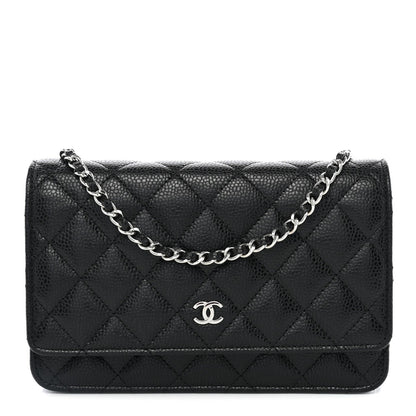 Caviar Quilted Wallet on Chain WOC Black
