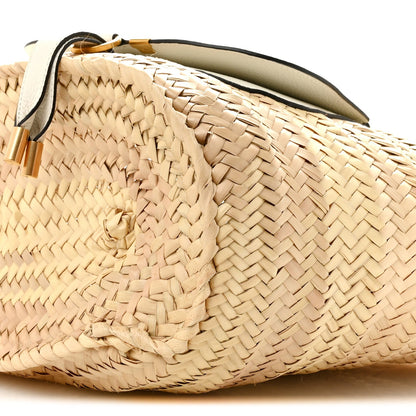 Raffia Grain Calfskin Medium Marcie Basket White