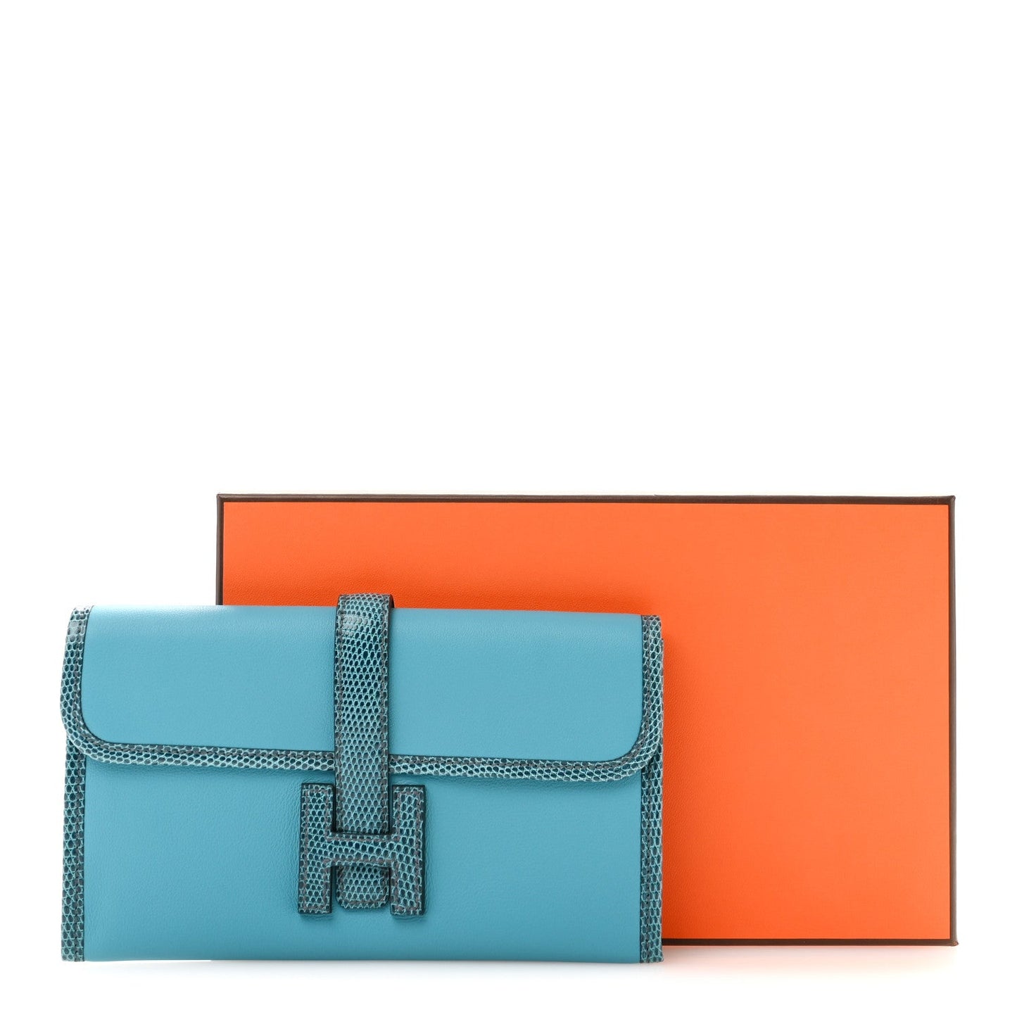 Swift Lizard Jige Elan Touch Duo Clutch Bleu Paon Mykonos