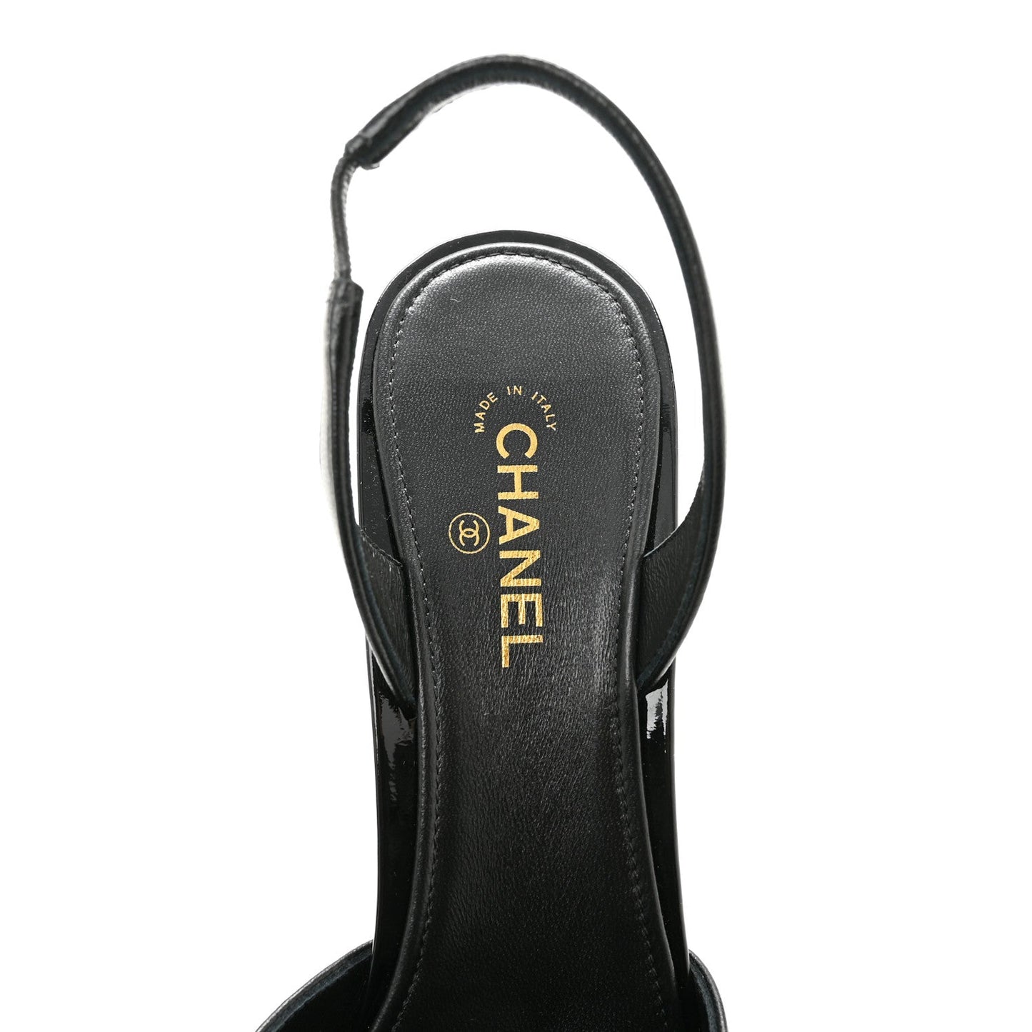 Lambskin Patent Calfskin Cap Toe CC Apple Slingback Pumps 38.5 Black