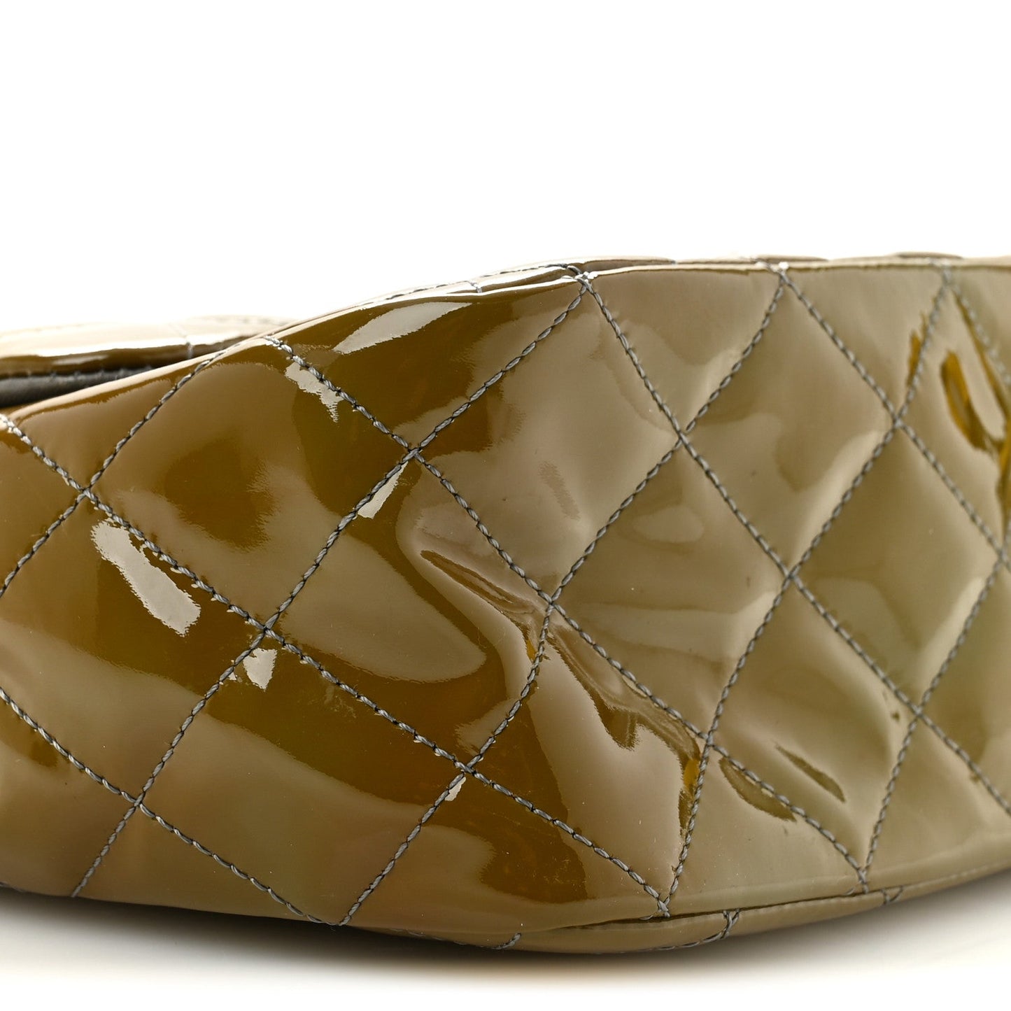 Patent Quilted Jumbo Single Flap Grey