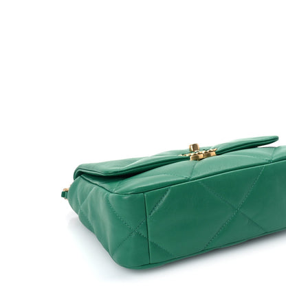 Lambskin Quilted Medium 19 Flap  Green